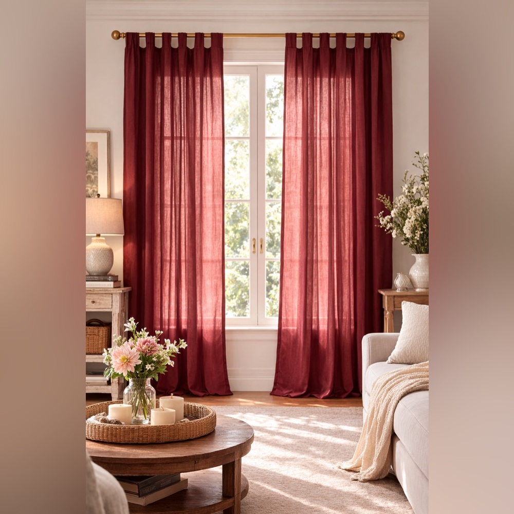 Curtains - Louis Horlick 100% Cotton Curtains - Bordeaux